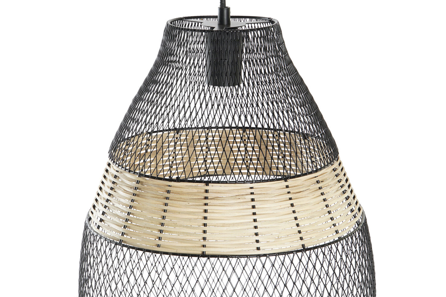 LAMPARA TECHO METAL RATAN 32X32X43 NEGRO