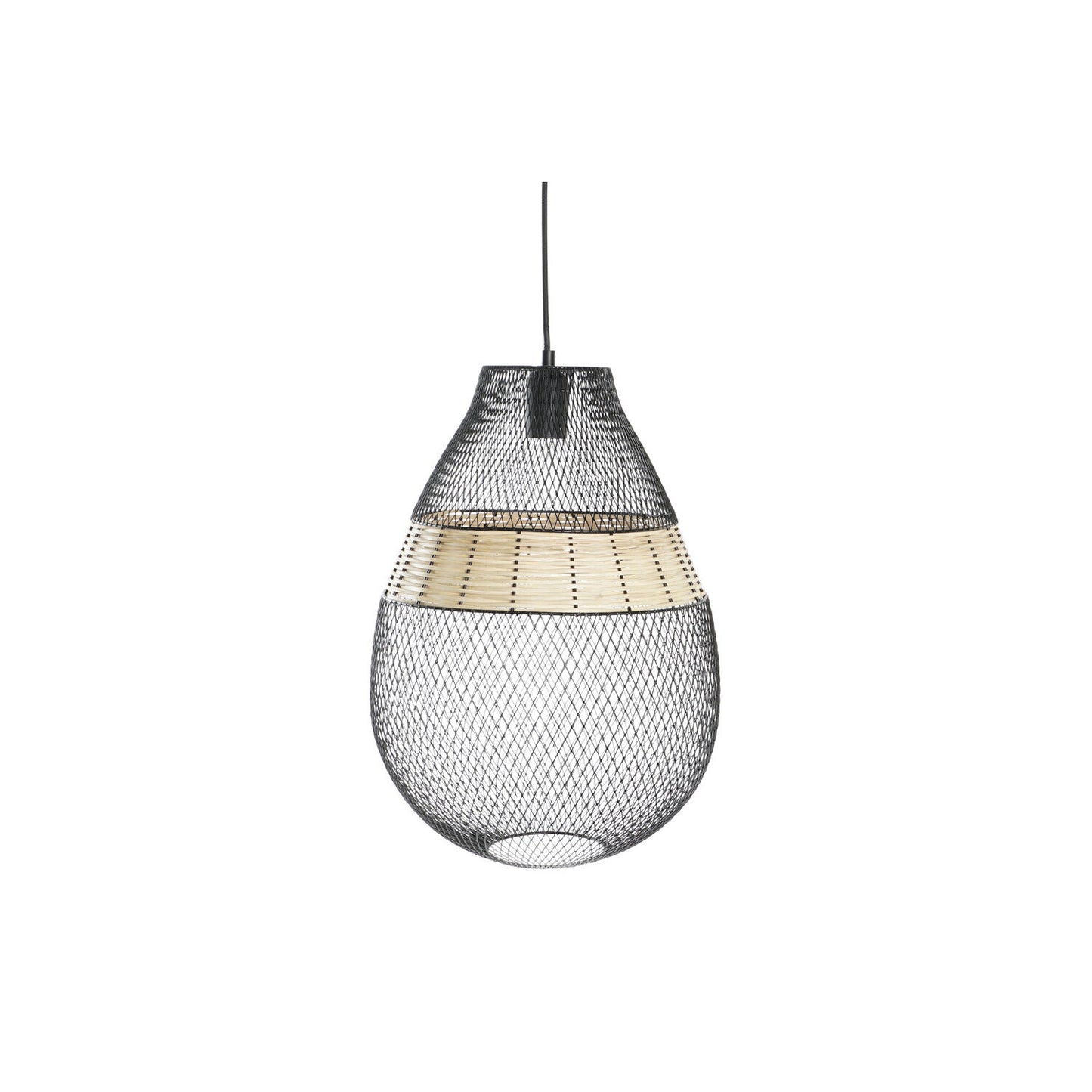LAMPARA TECHO METAL RATAN 32X32X43 NEGRO