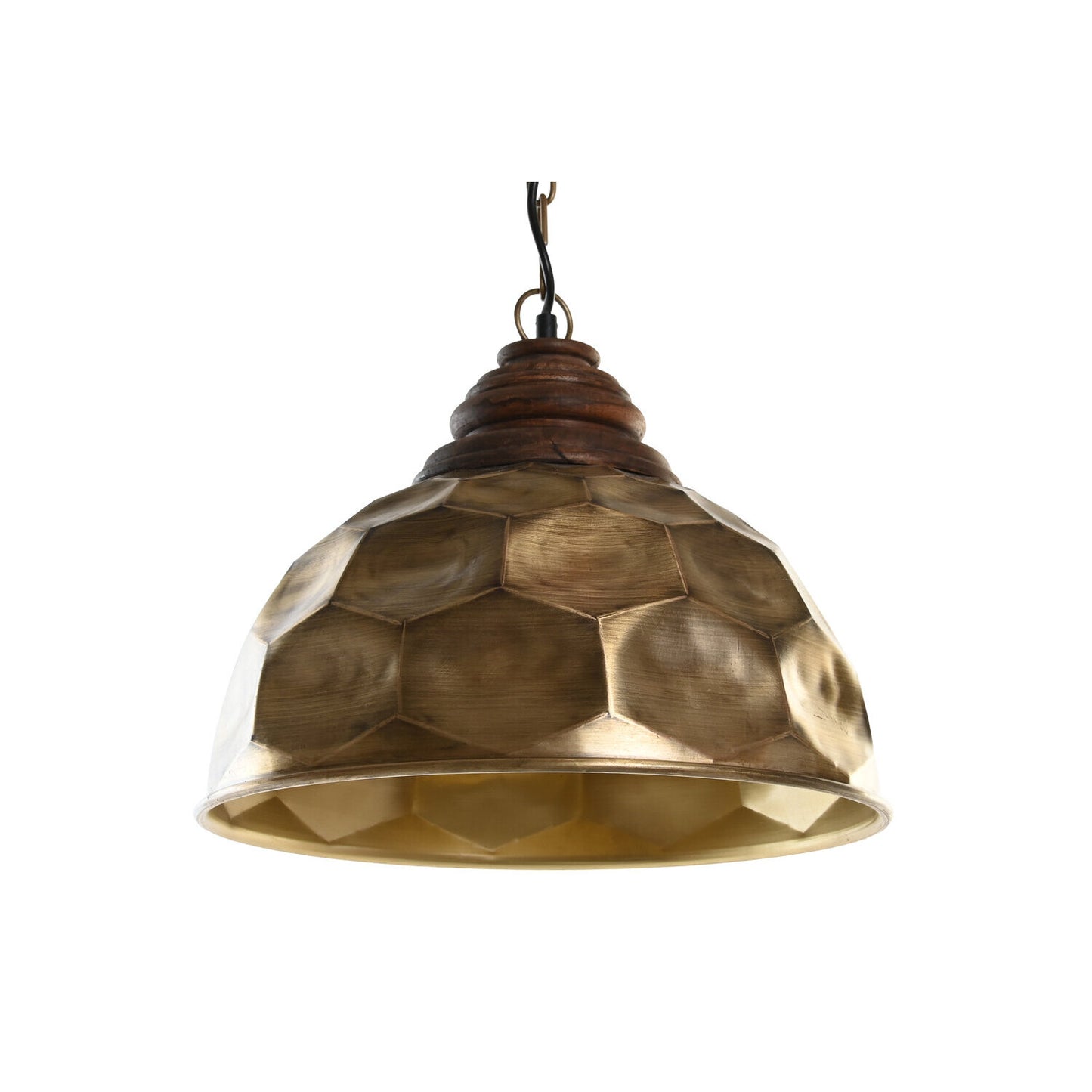 LAMPARA TECHO METAL MADERA 39X39X34 DORADO