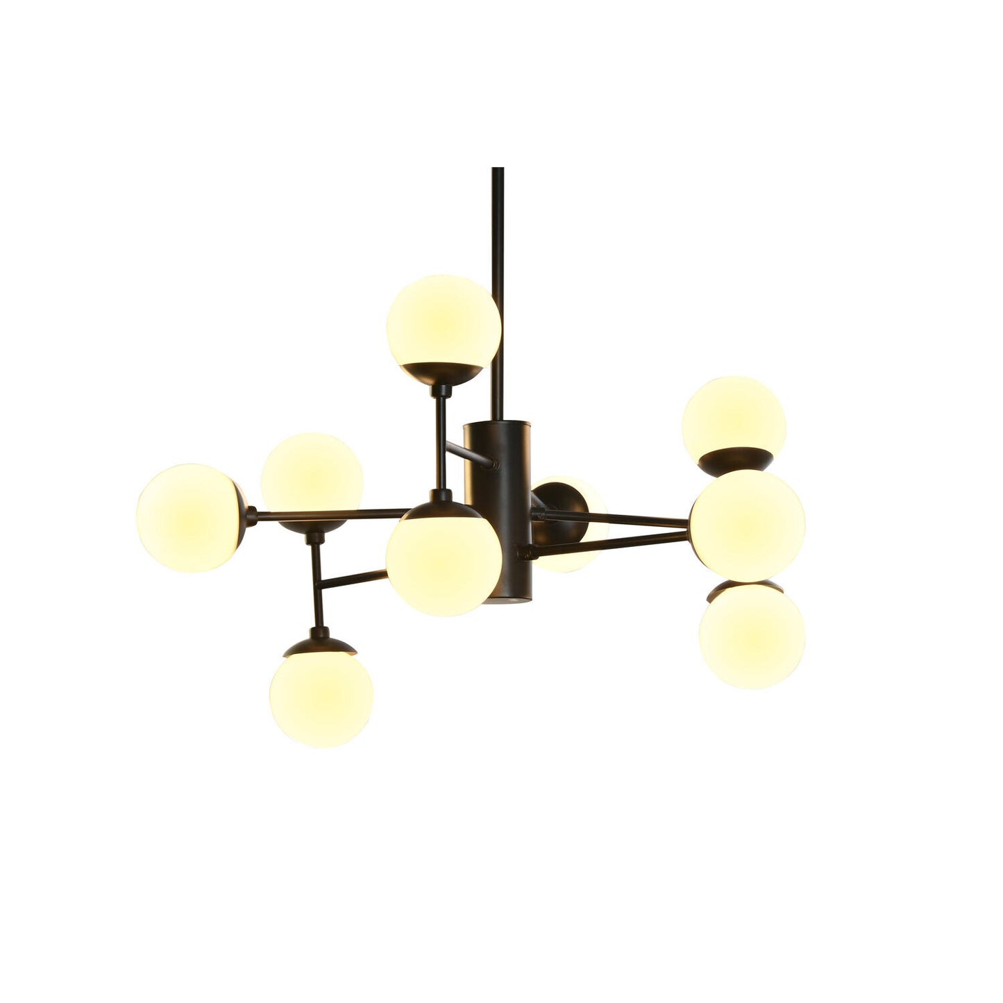 LAMPARA TECHO CRISTAL METAL 80X80X60 9 BOLAS NEGRO