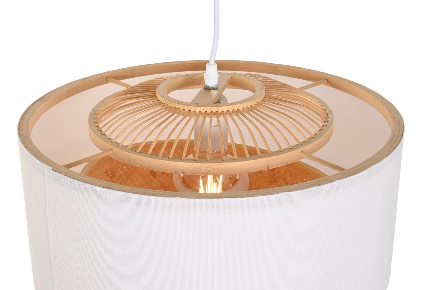 LAMPARA TECHO BAMBU POLIESTER 40X40X39 E27 FLECOS