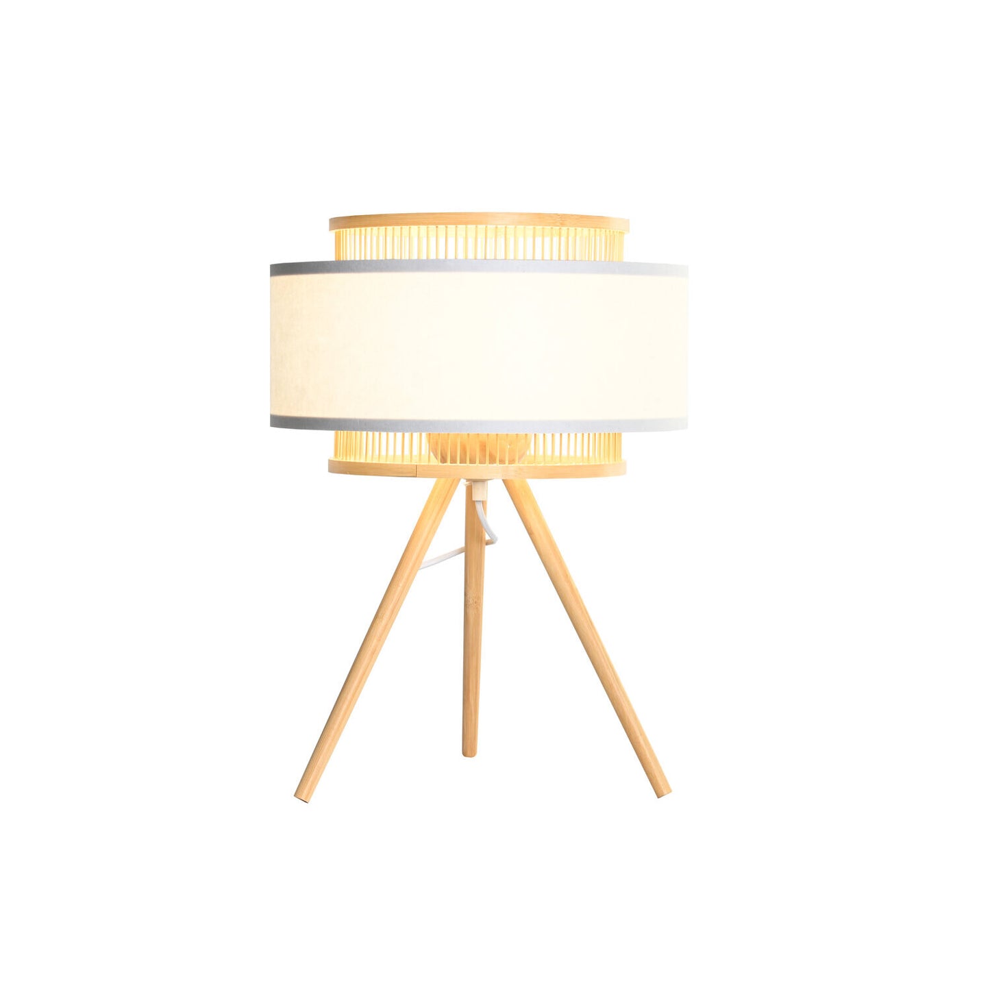 LAMPARA SOBREMESA BAMBU POLIESTER 36X36X48 E27