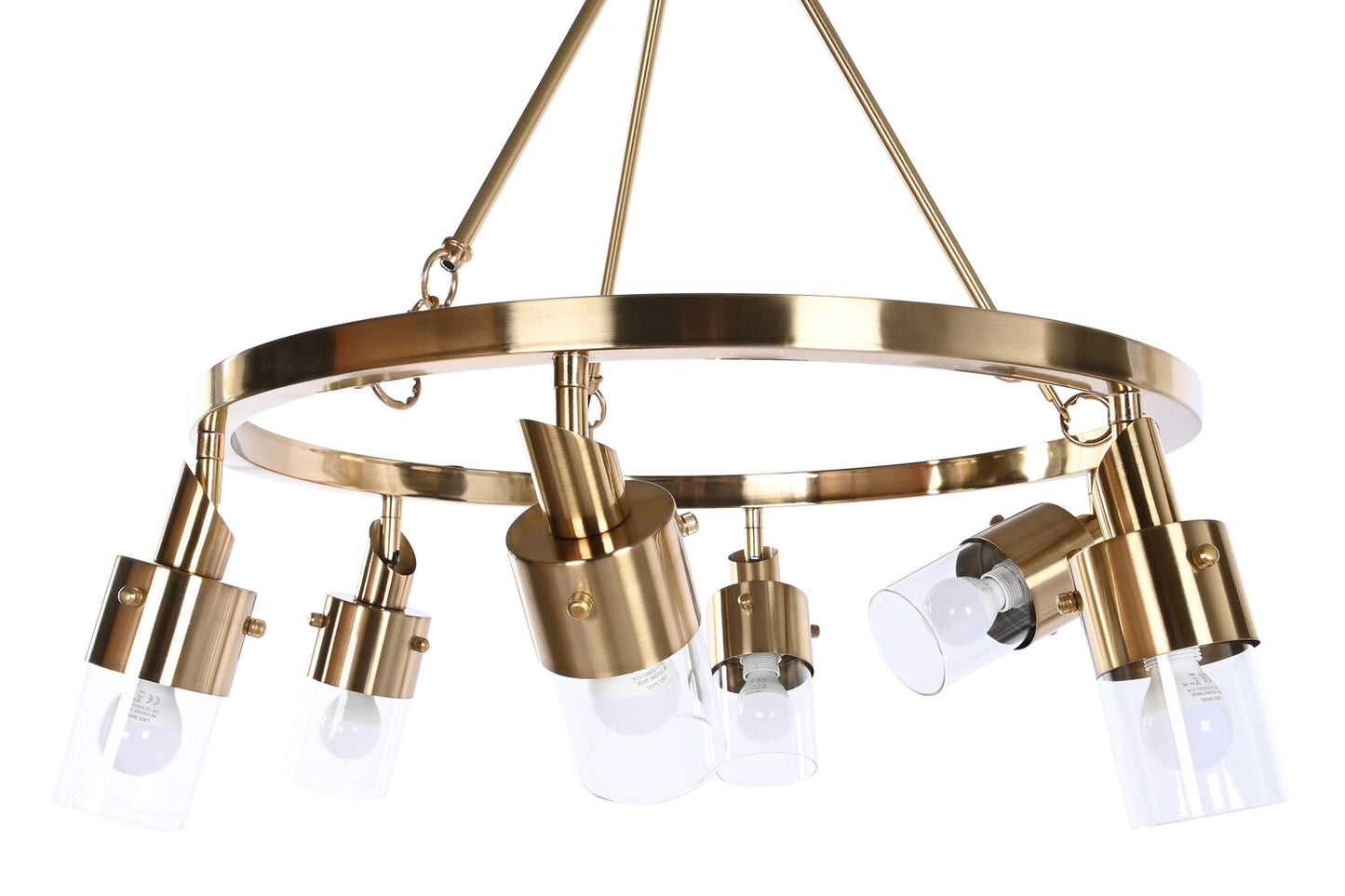 LAMPARA TECHO METAL CRISTAL 66X66X60 DORADO