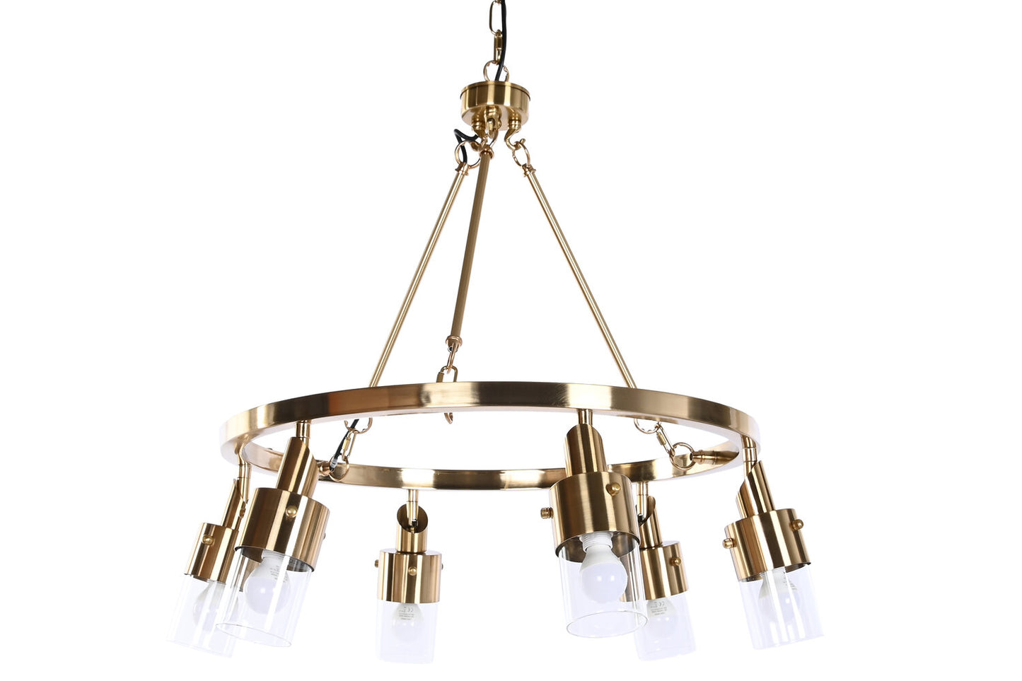 LAMPARA TECHO METAL CRISTAL 66X66X60 DORADO