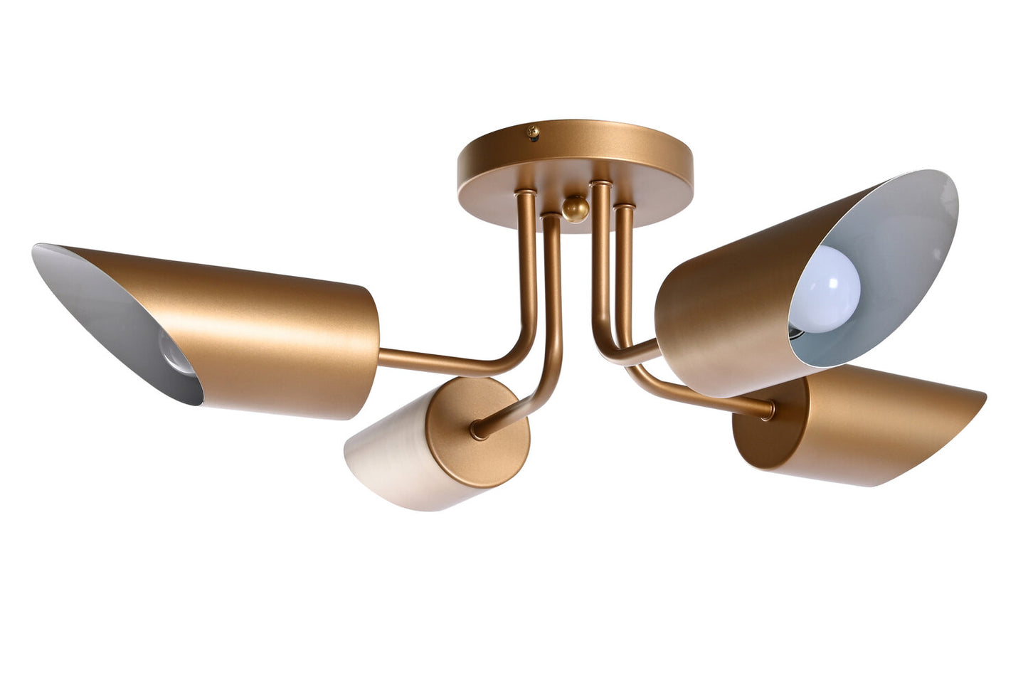 LAMPARA TECHO METAL 67X67X20 4 FOCOS DORADO