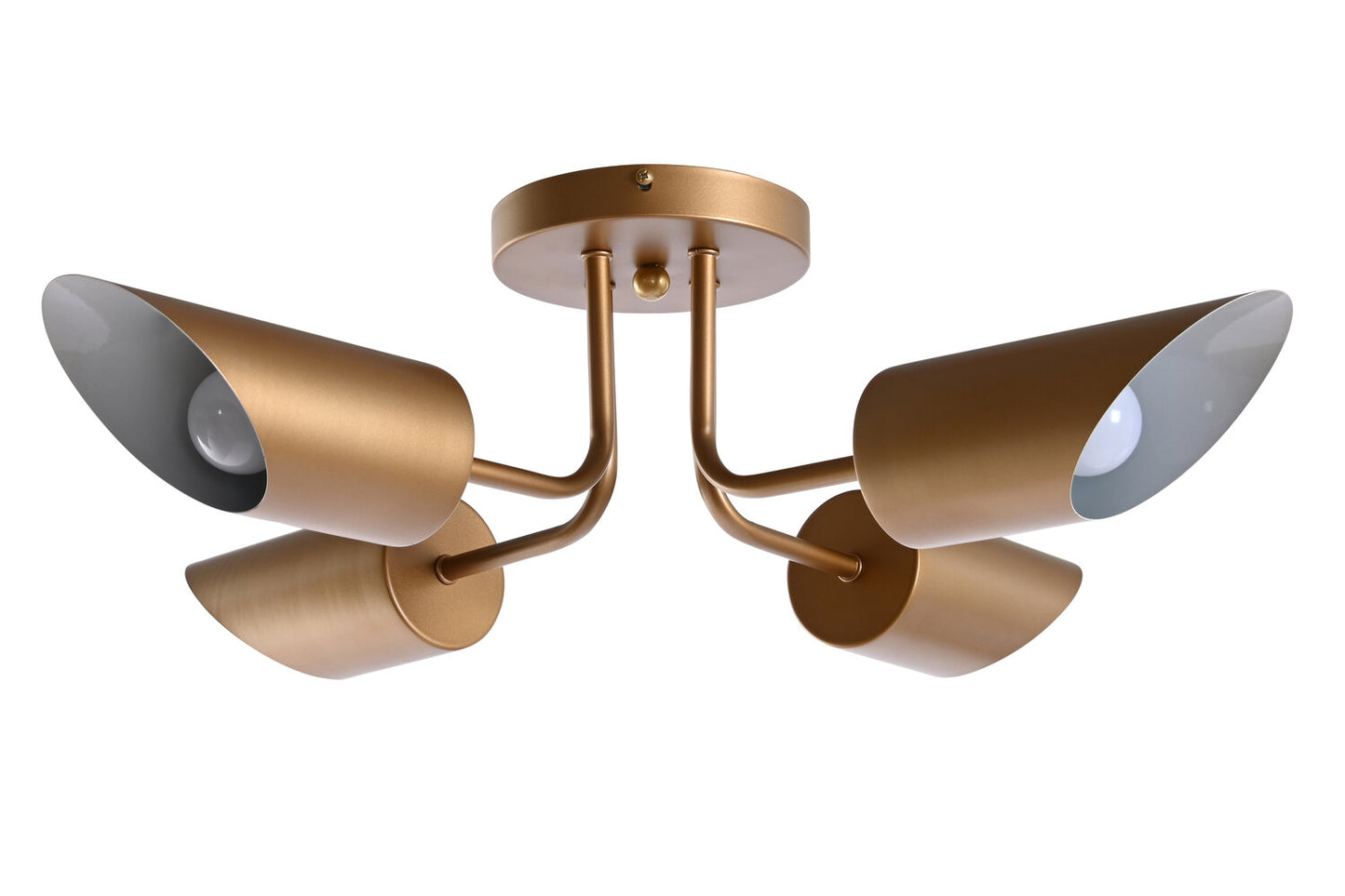 LAMPARA TECHO METAL 67X67X20 4 FOCOS DORADO