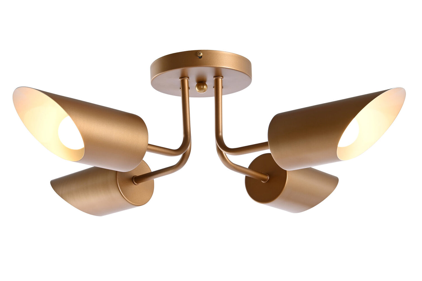 LAMPARA TECHO METAL 67X67X20 4 FOCOS DORADO