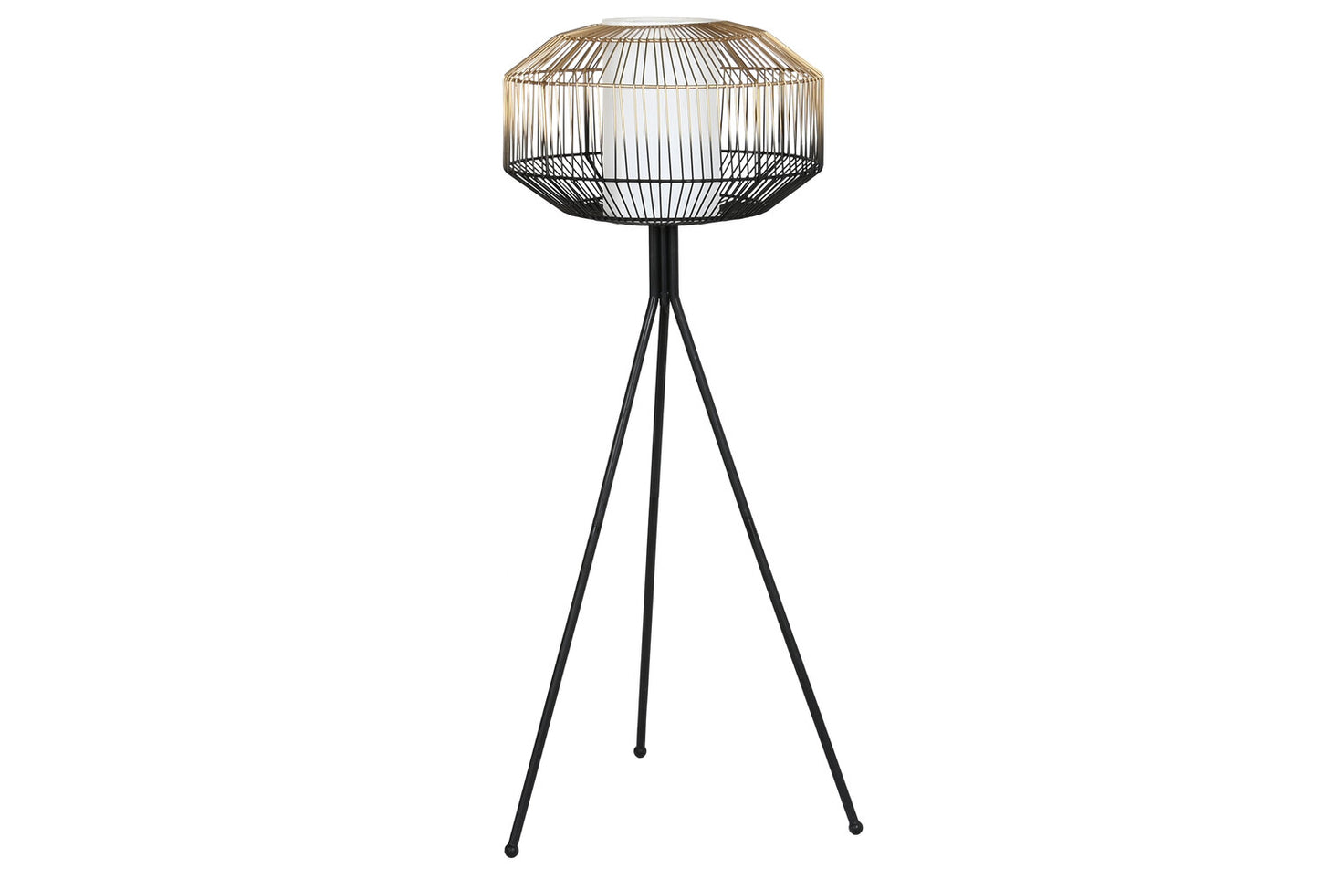 LAMPARA PIE HIERRO ALGODON 39X39X103 NEGRO