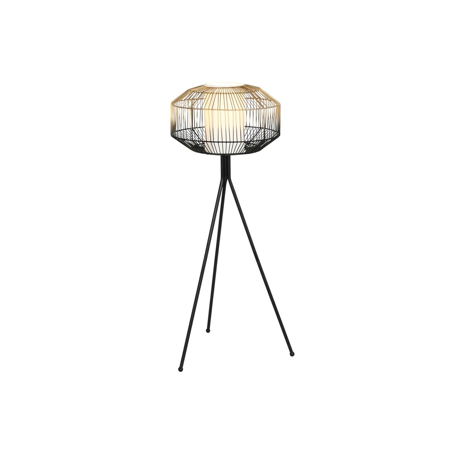LAMPARA PIE HIERRO ALGODON 39X39X103 NEGRO