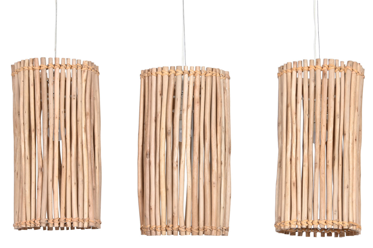 LAMPARA TECHO EUCALIPTO 20X20X40 TRONCOS BLANCO