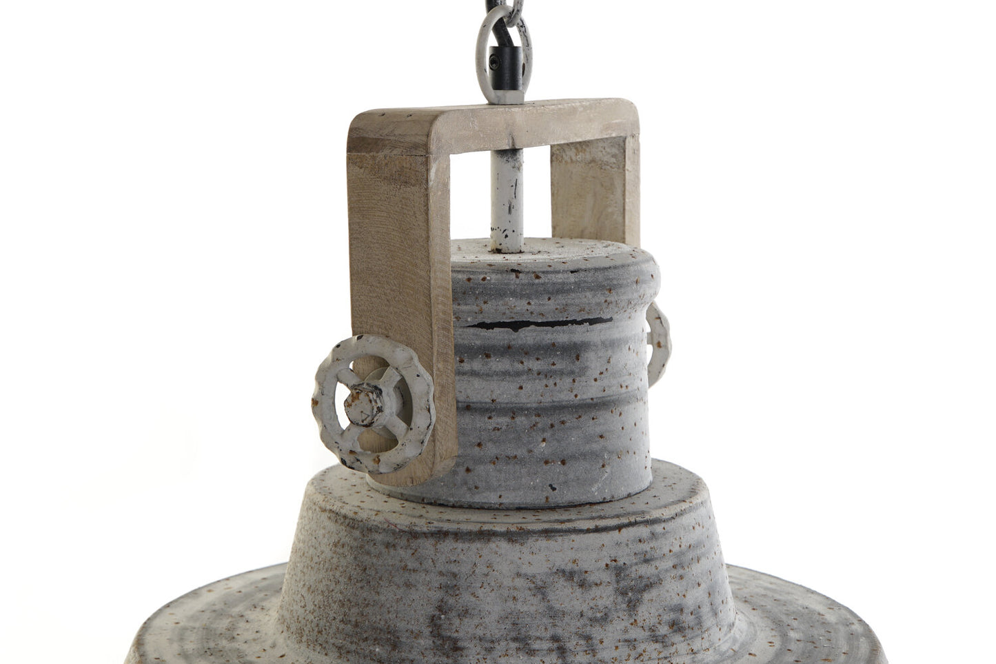 LAMPARA TECHO METAL MADERA 39X39X45 DECAPE GRIS