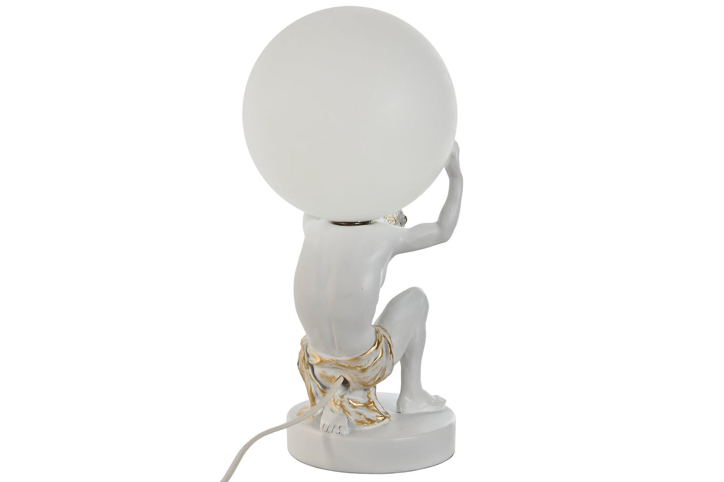 LAMPARA SOBREMESA RESINA 14X14X32 ATLAS BLANCO