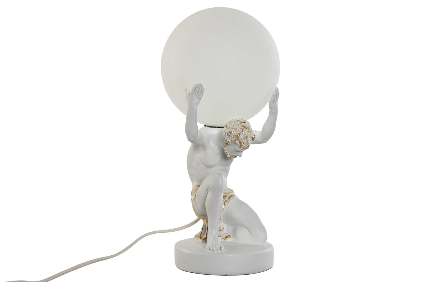 LAMPARA SOBREMESA RESINA 14X14X32 ATLAS BLANCO