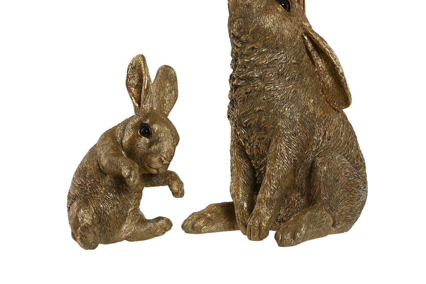 LAMPARA SOBREMESA RESINA 30X30X58 CONEJOS DORADO