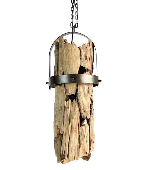 LAMPARA TECHO TECA HIERRO 160X30X40 HECHO A MANO