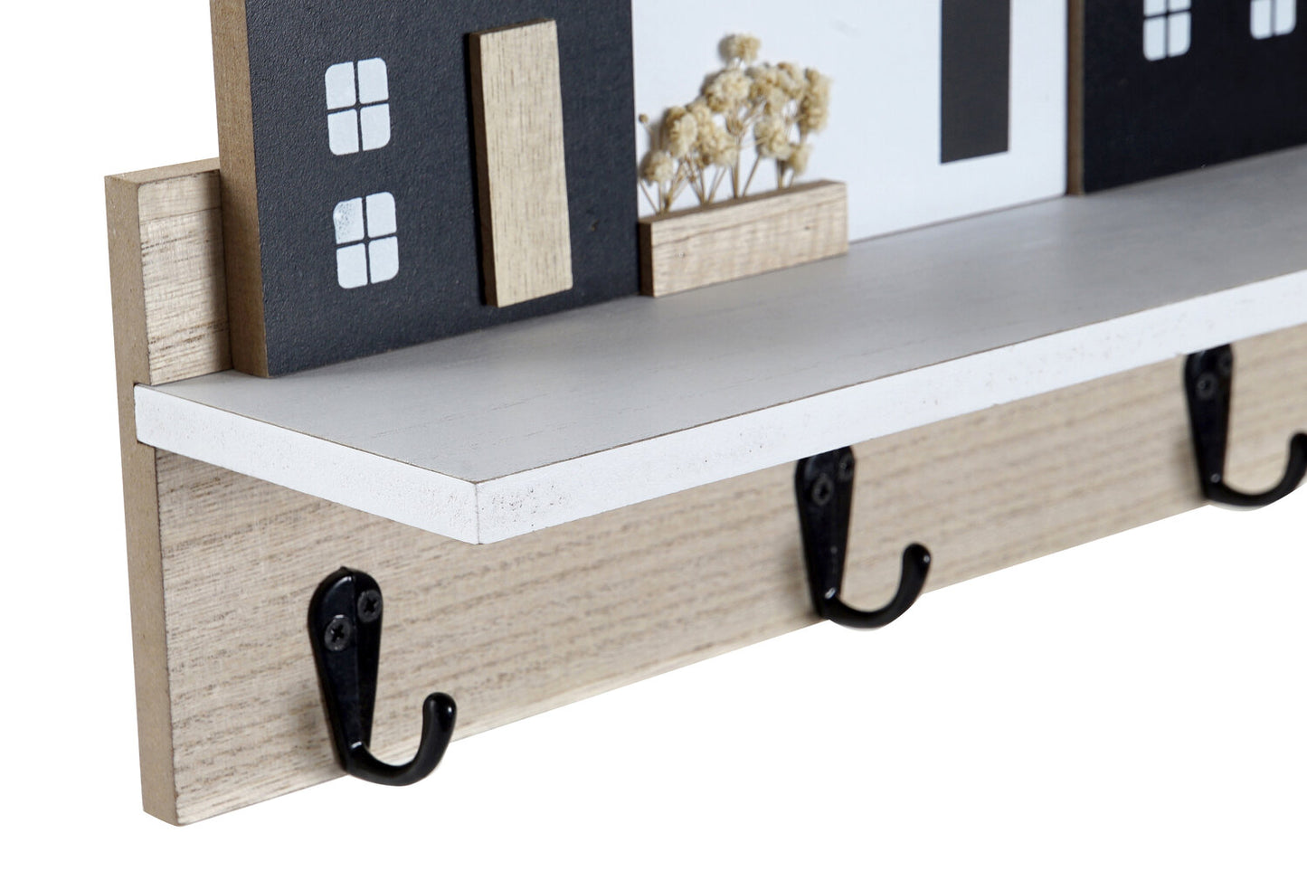 ESTANTERIA PARED MDF 39X9X27 PERCHERO X4 NATURAL