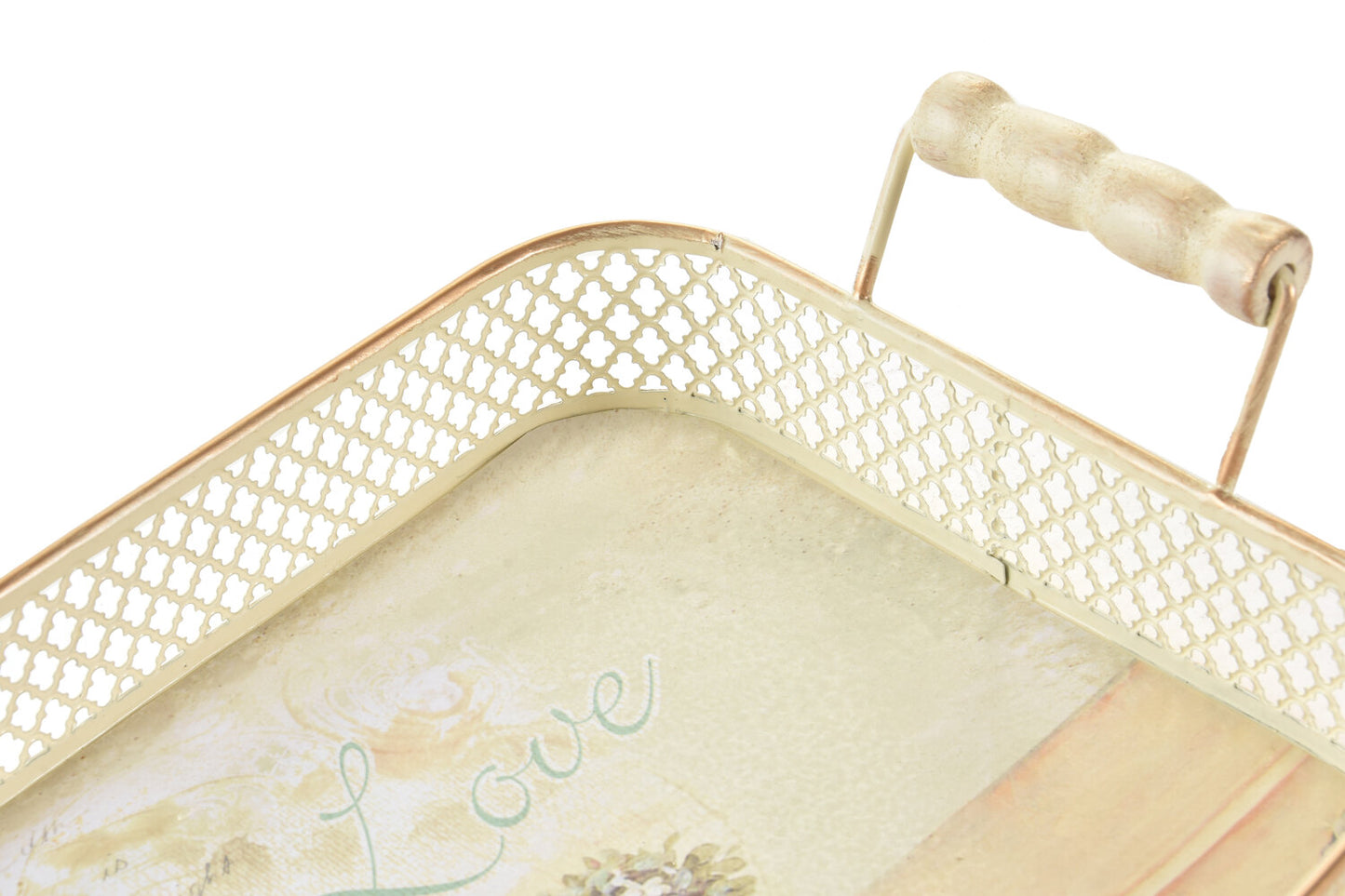 BANDEJA SET 3 METAL 40X21X8 LOVE ROSA