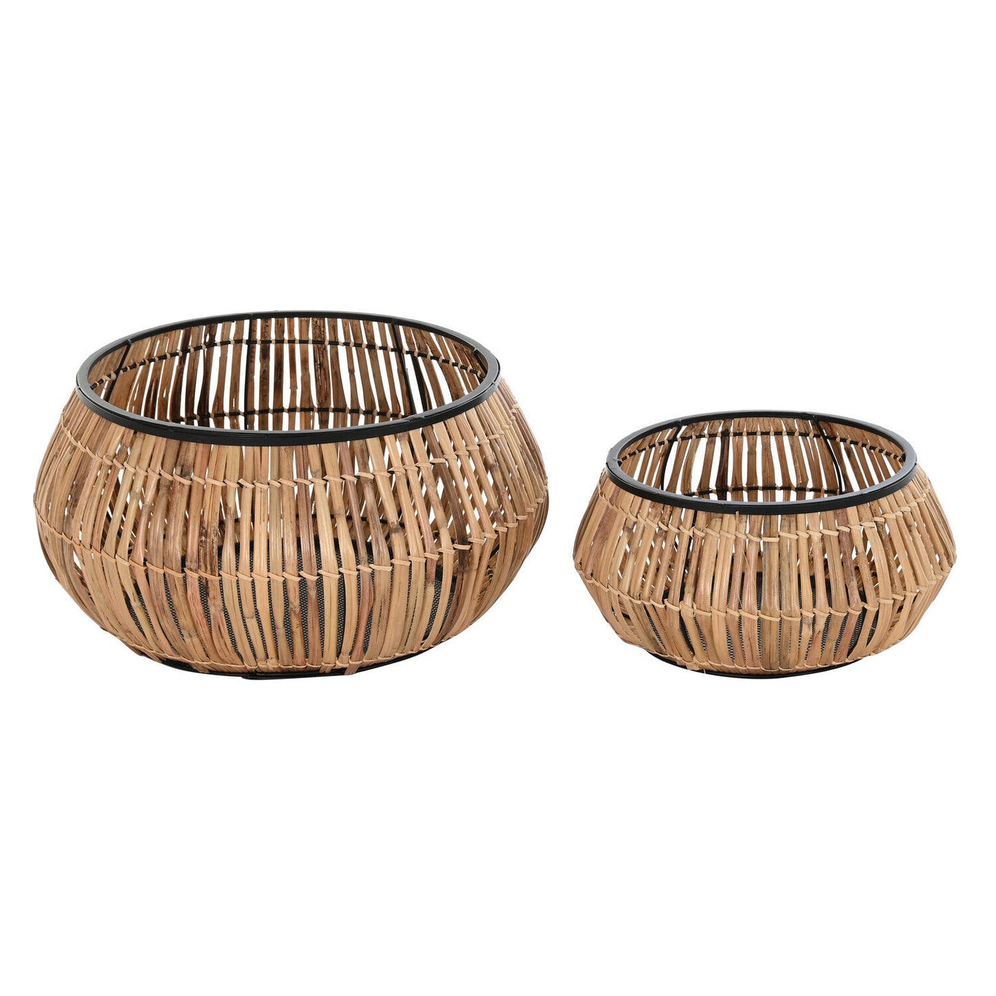 MACETERO SET 2 RATAN METAL 50X50X25:4 NATURAL