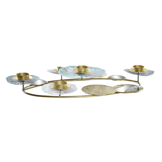 CANDELABRO METAL ESPEJO 54X33X8 NENUFAR DORADO