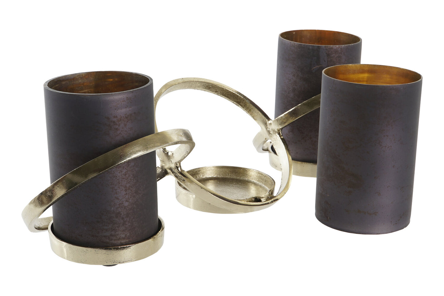 PORTAVELA CRISTAL ALUMINIO 52X15X16:5 3 VELAS GRIS