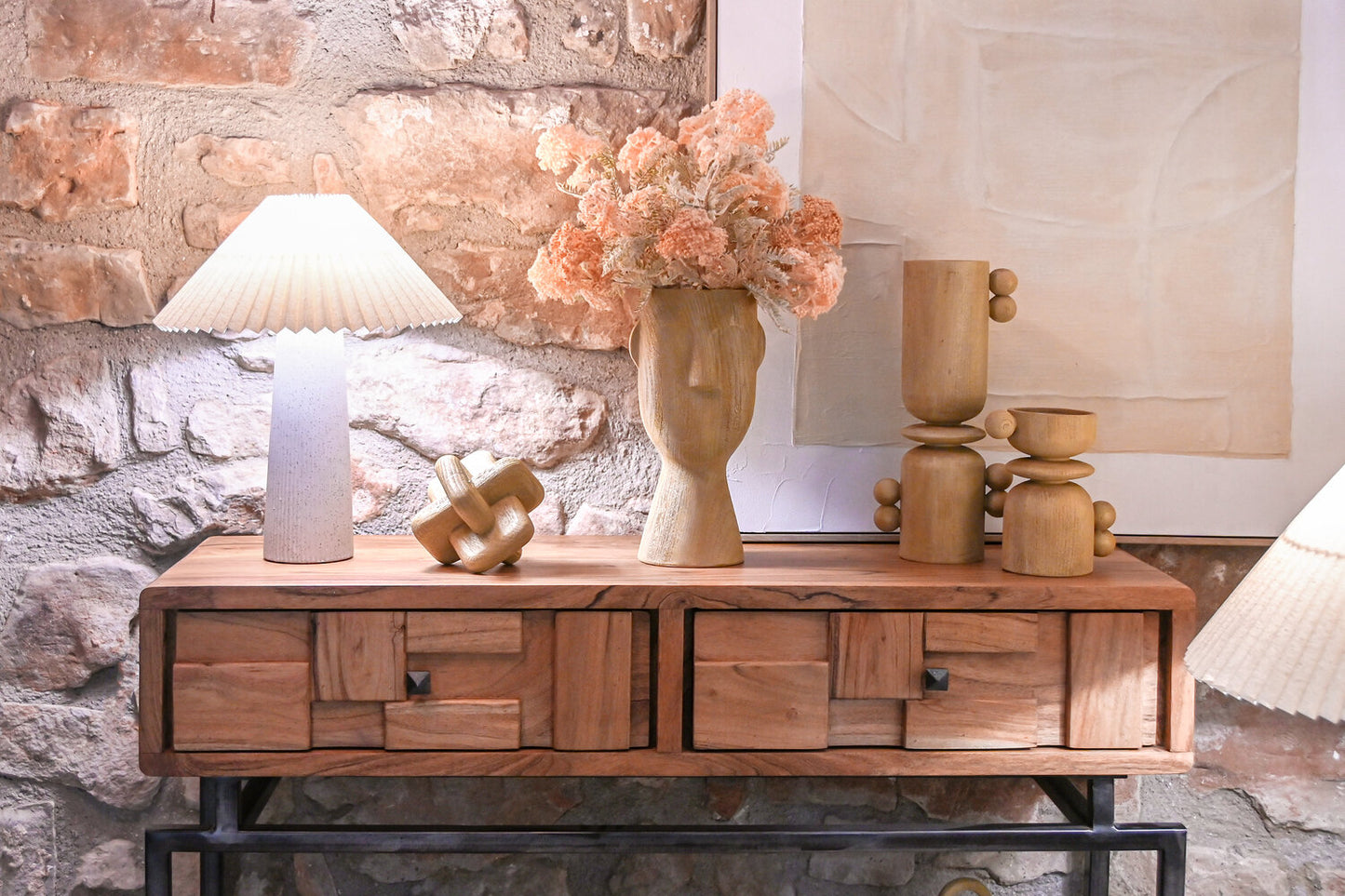 CANDELABRO RESINA 13X9X34 SIMIL MADERA MARRON