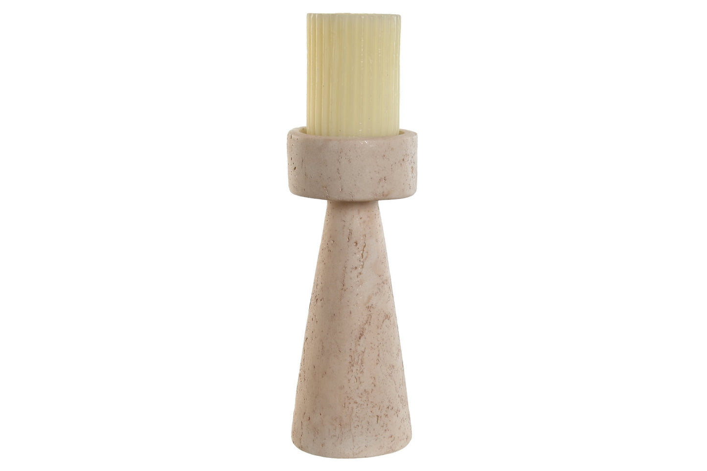 CANDELABRO RESINA 10X10X24 SIMIL MARMOL BEIGE