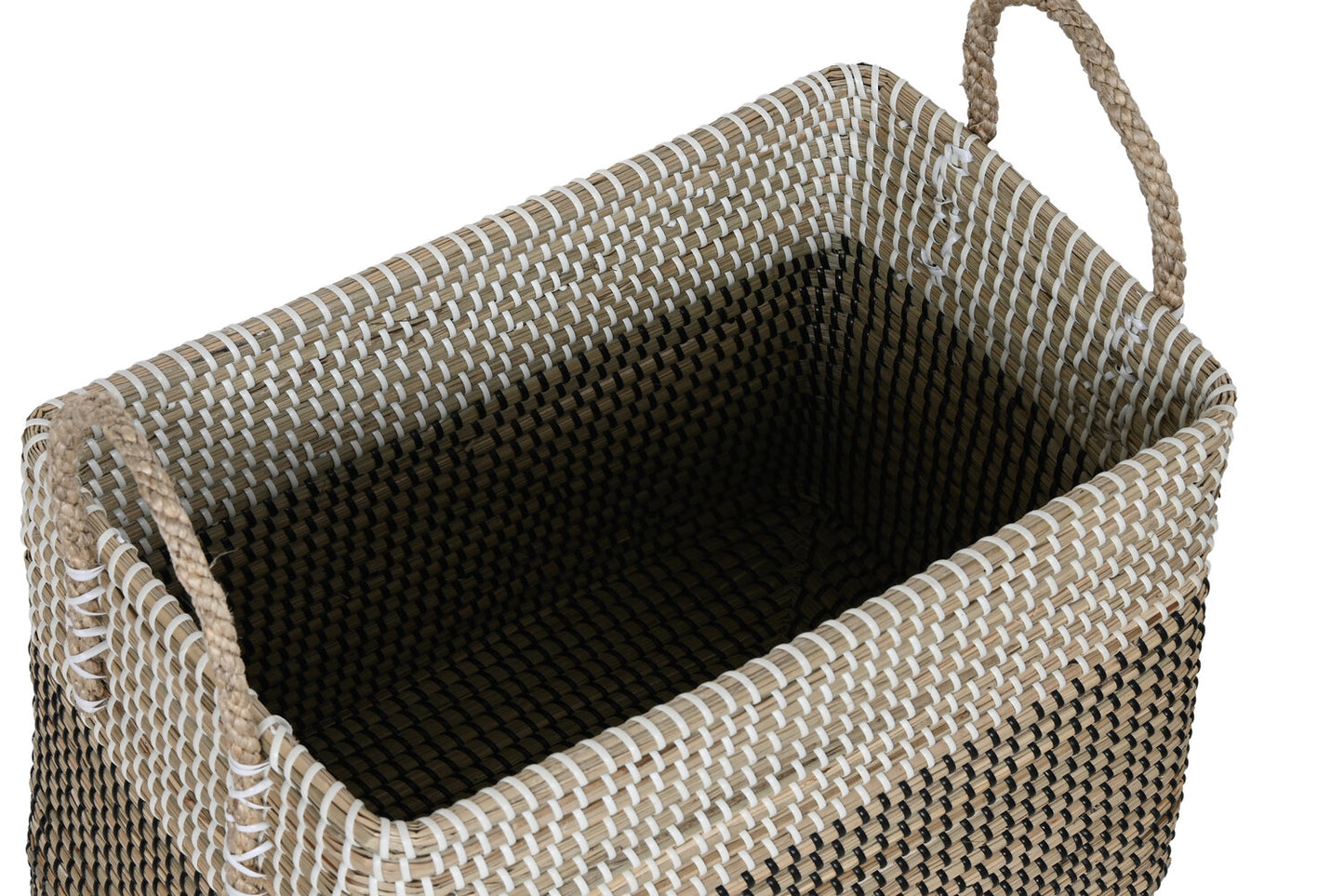 CESTA SET 2 SEAGRASS 44X25X38 TRIBAL BLANCO