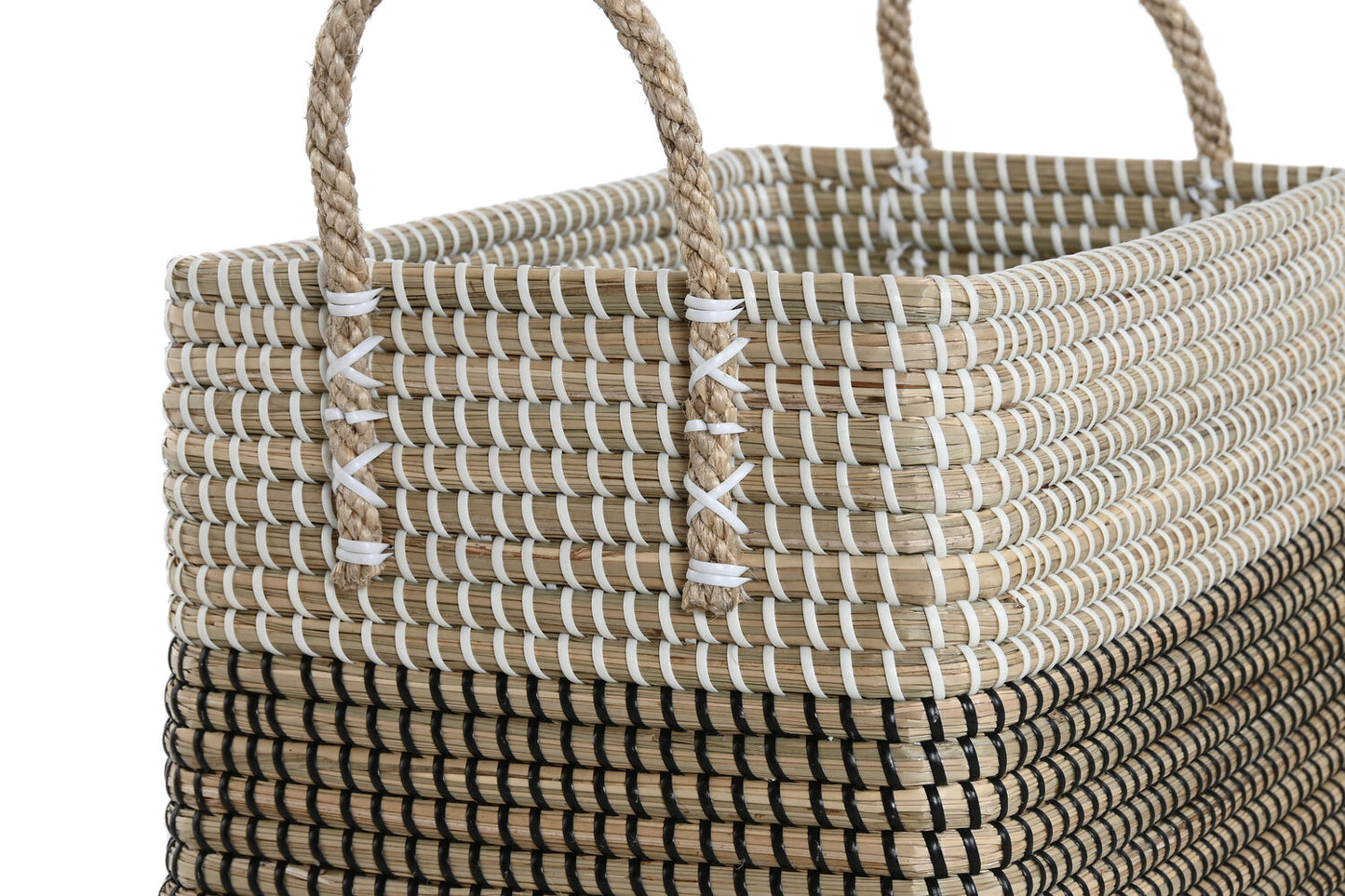CESTA SET 2 SEAGRASS 44X25X38 TRIBAL BLANCO