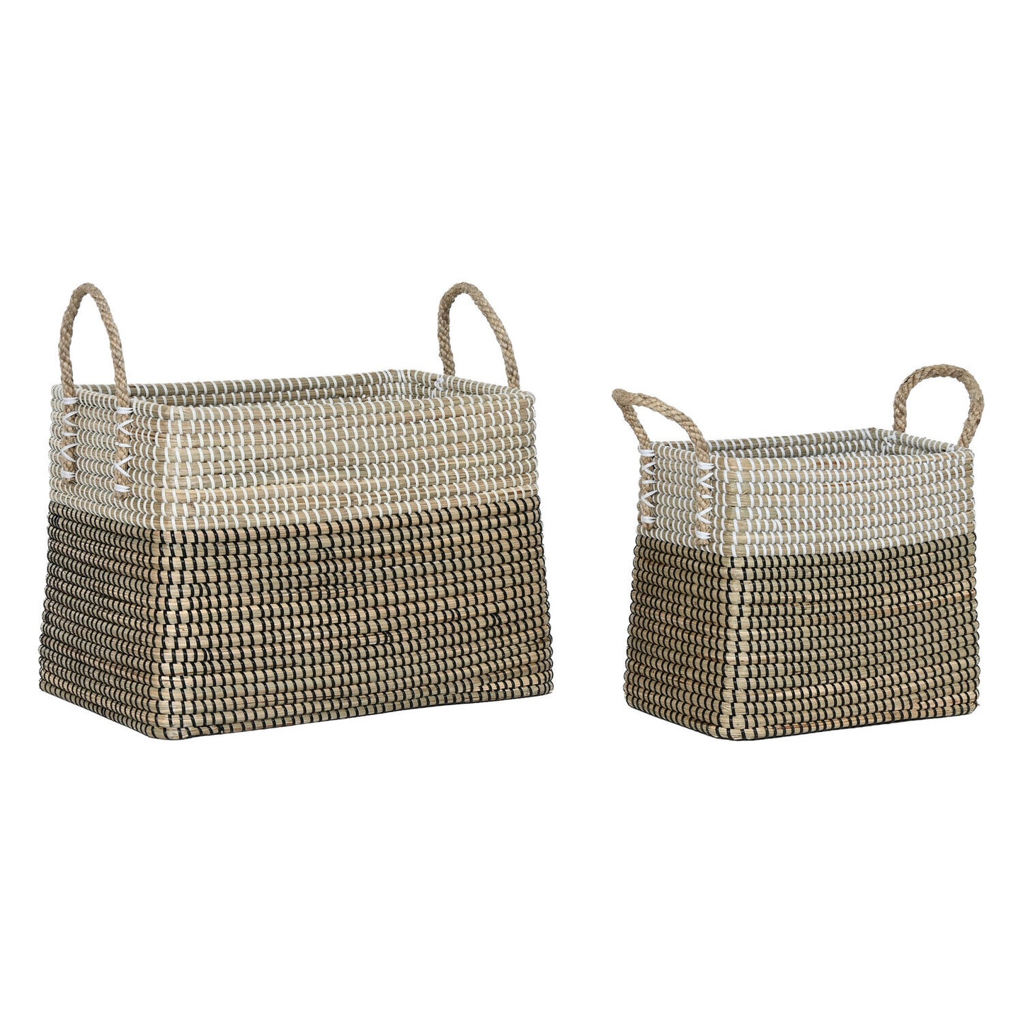 CESTA SET 2 SEAGRASS 44X25X38 TRIBAL BLANCO