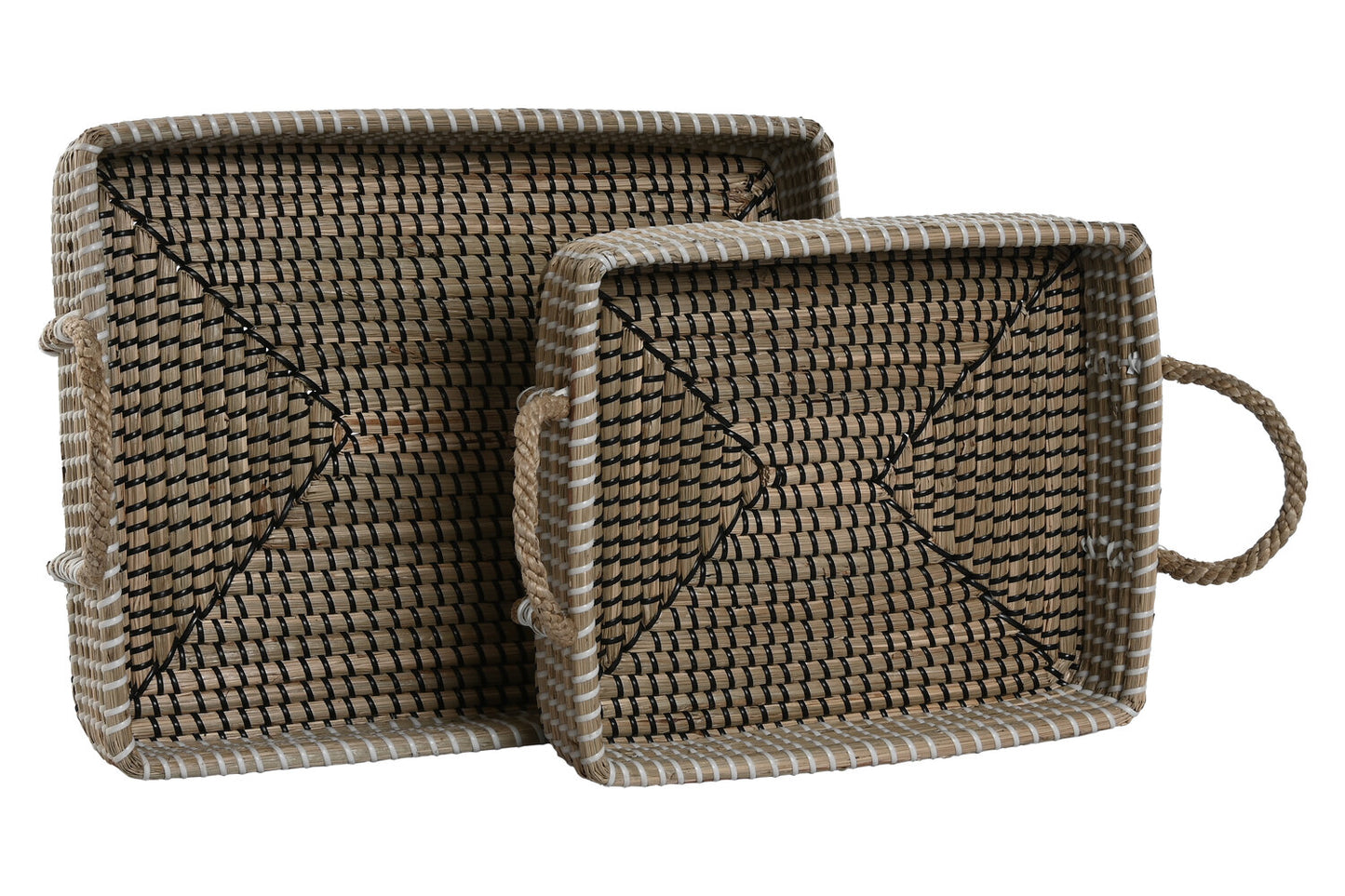 BANDEJA DECORACION SET 2 SEAGRASS PU 41X32X16