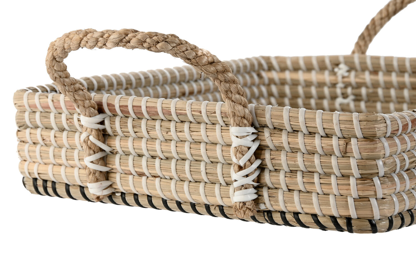 BANDEJA DECORACION SET 2 SEAGRASS PU 41X32X16