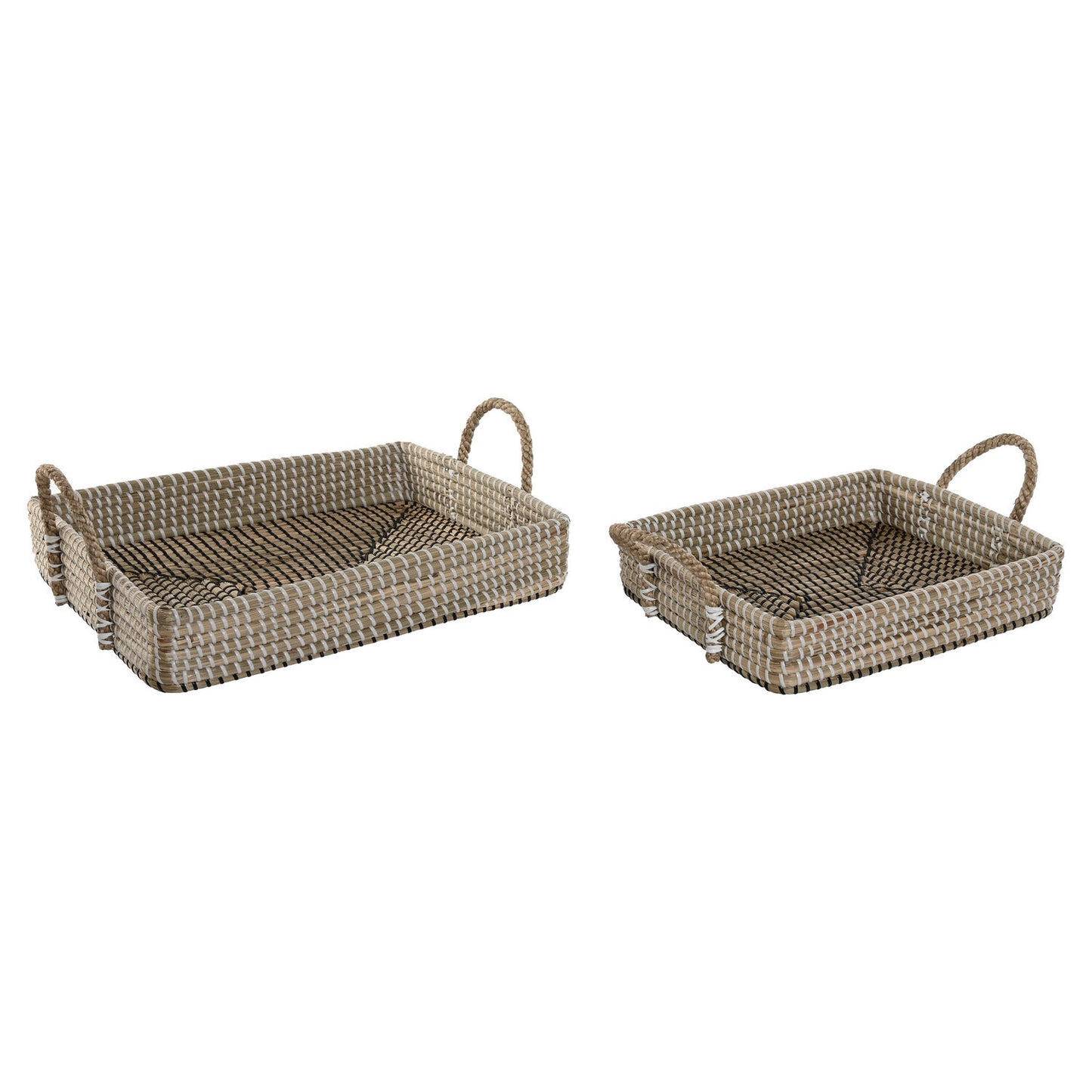 BANDEJA DECORACION SET 2 SEAGRASS PU 41X32X16