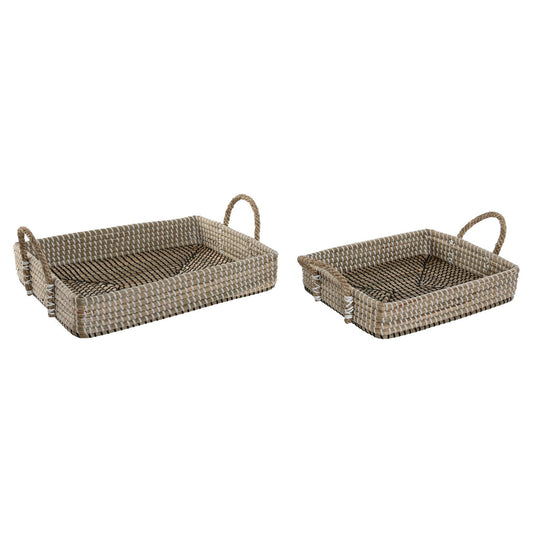 BANDEJA DECORACION SET 2 SEAGRASS PU 41X32X16