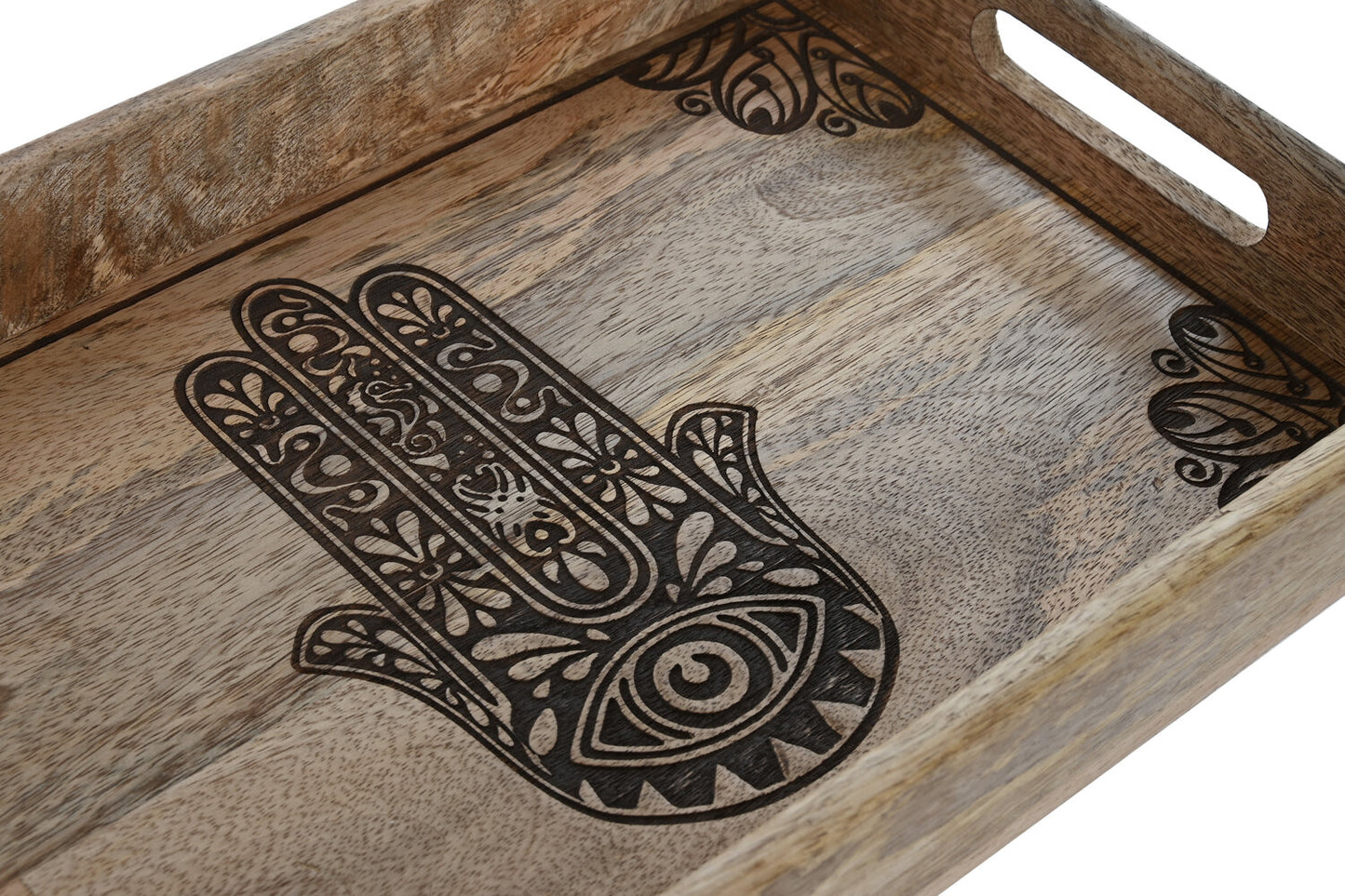 BANDEJA SET 2 MANGO 43:5X27X5:5 HAMSA GRABADO