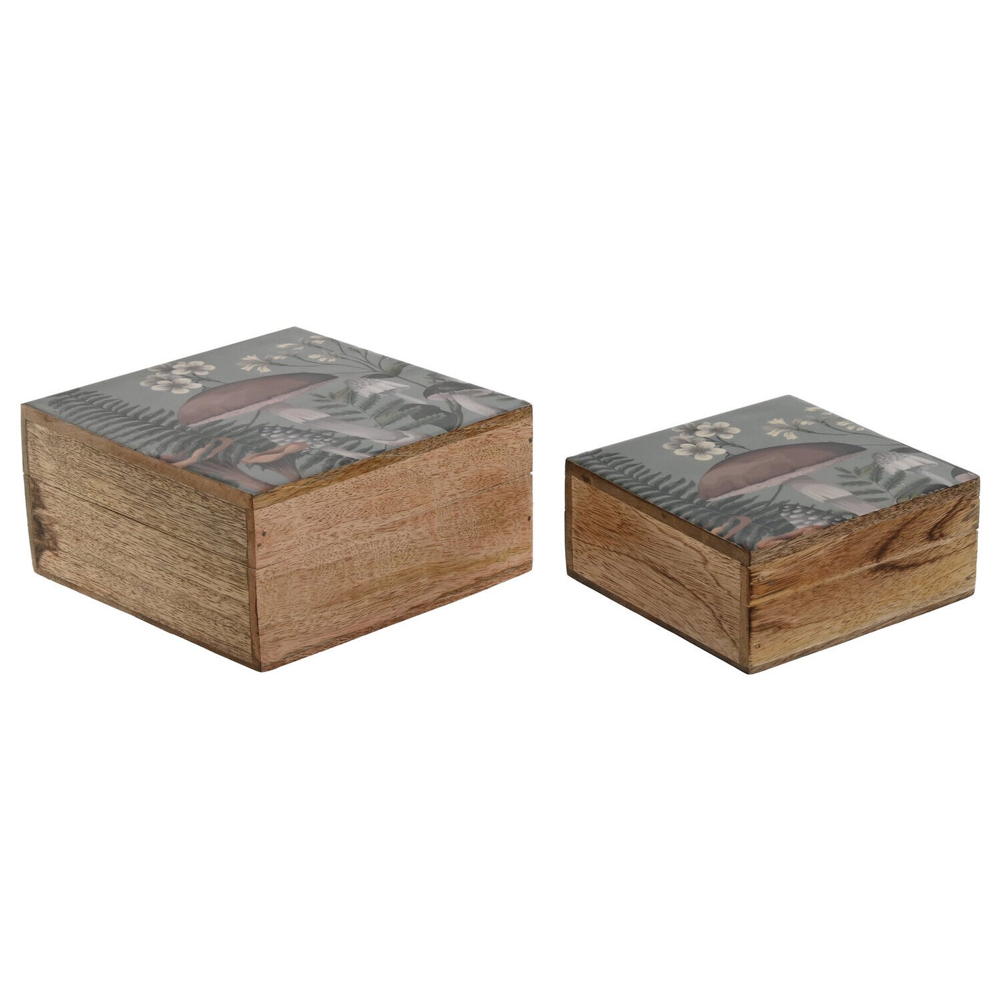 JOYERO SET 2 MANGO 18X18X9 SETAS LACADO AZUL