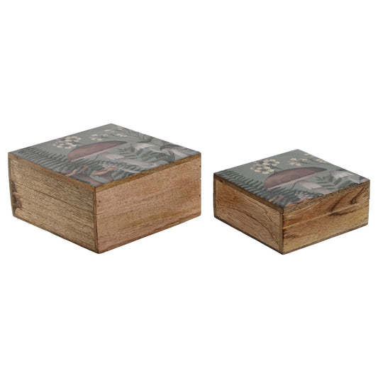 JOYERO SET 2 MANGO 18X18X9 SETAS LACADO AZUL