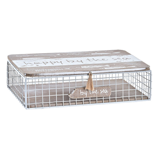 CAJA MADERA METAL 24X16X6 PECES MARRON