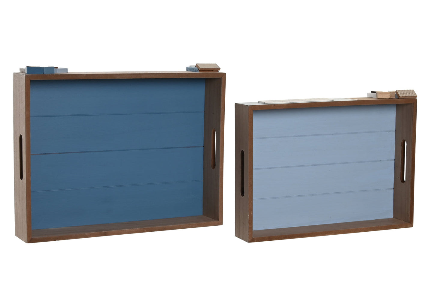 BANDEJA SET 2 MDF 40X30X7 AZUL MARINO