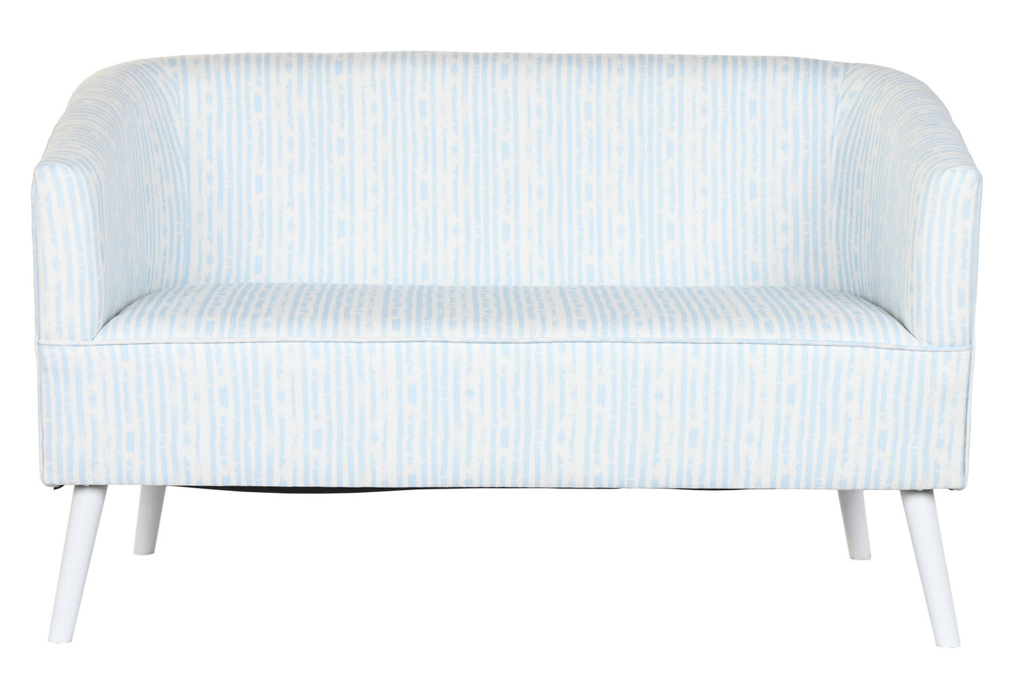 SOFA POLIESTER METAL 130X68X78 RAYAS AZUL CELESTE