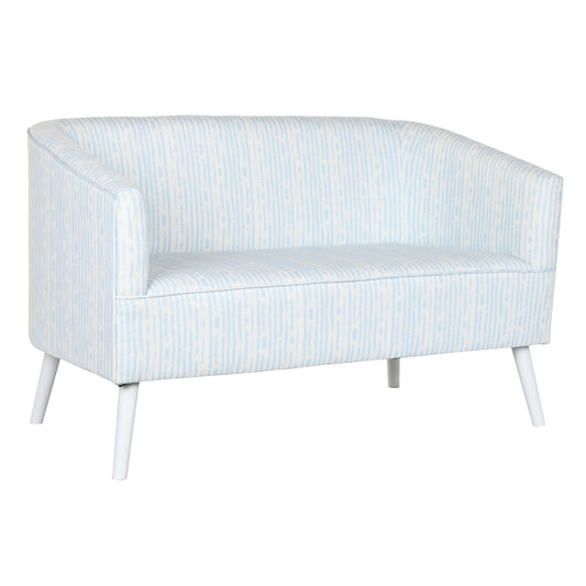 SOFA POLIESTER METAL 130X68X78 RAYAS AZUL CELESTE