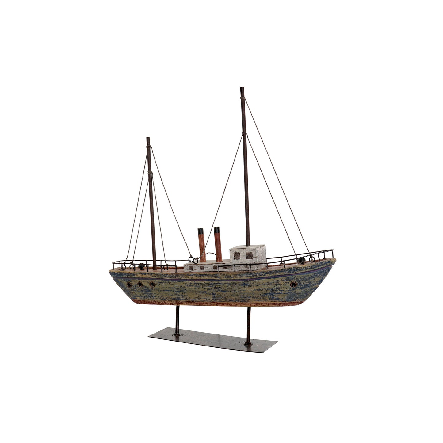 FIGURA MADERA METAL 37:5X8:5X41 BARCO DESGASTADO