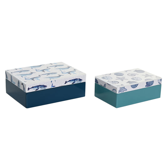 CAJA SET 2 MADERA 20X14:5X7:5 MARINO AZUL CELESTE