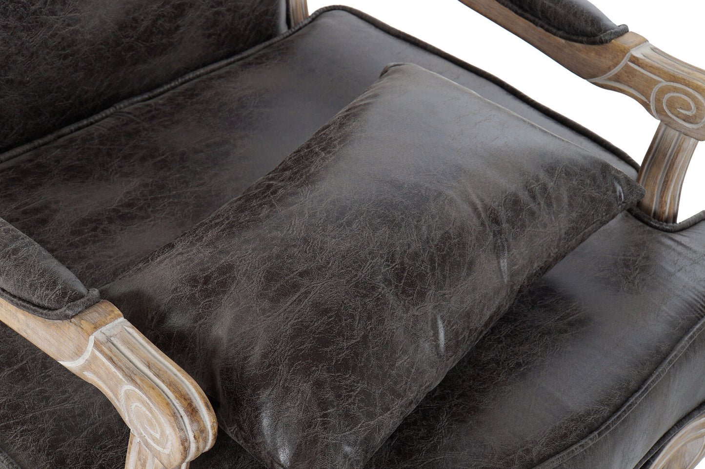 SILLON PU RUBBERWOOD 70X66X94 DESGASTADO MARRON