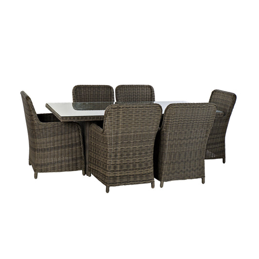 MESA COMEDOR SET 7 RATAN SINTETICO 200X100X75 5 MM