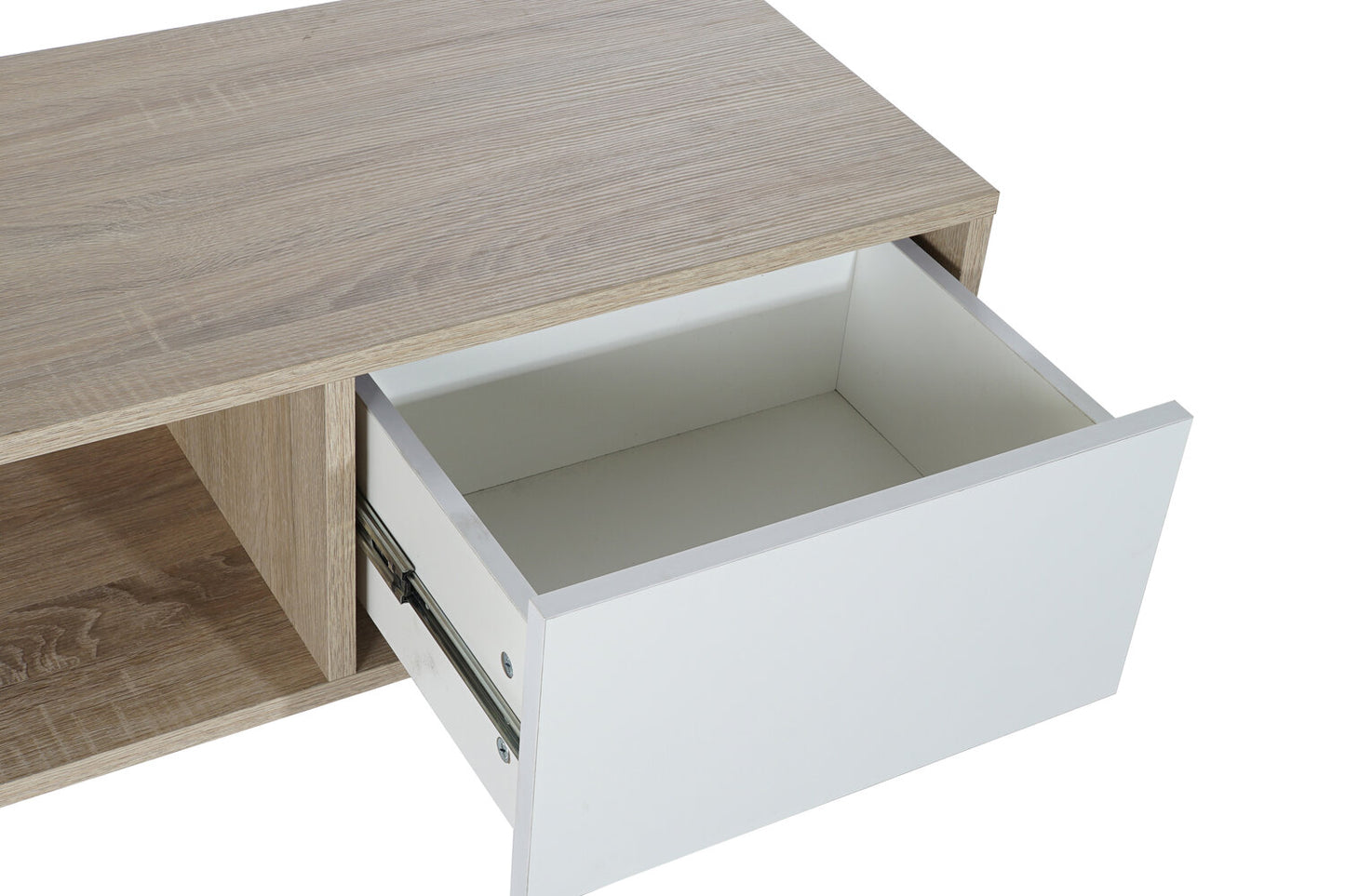 MUEBLE TV MDF METAL 160X40X50 DESMONTADO BLANCO