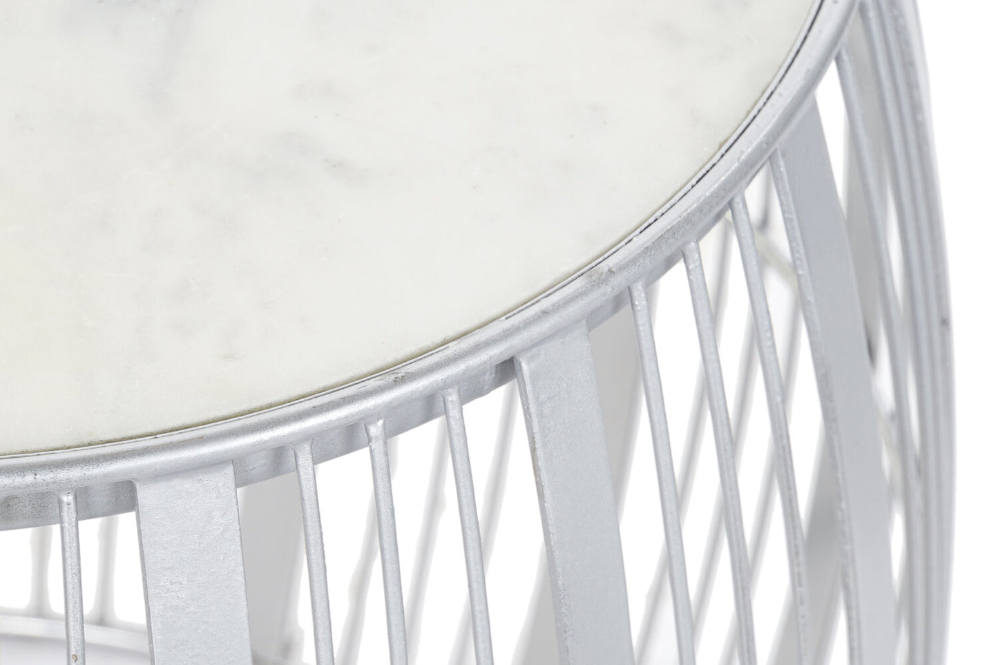 MESITA AUXILIAR HIERRO MARMOL 46X46X41 PLATEADO