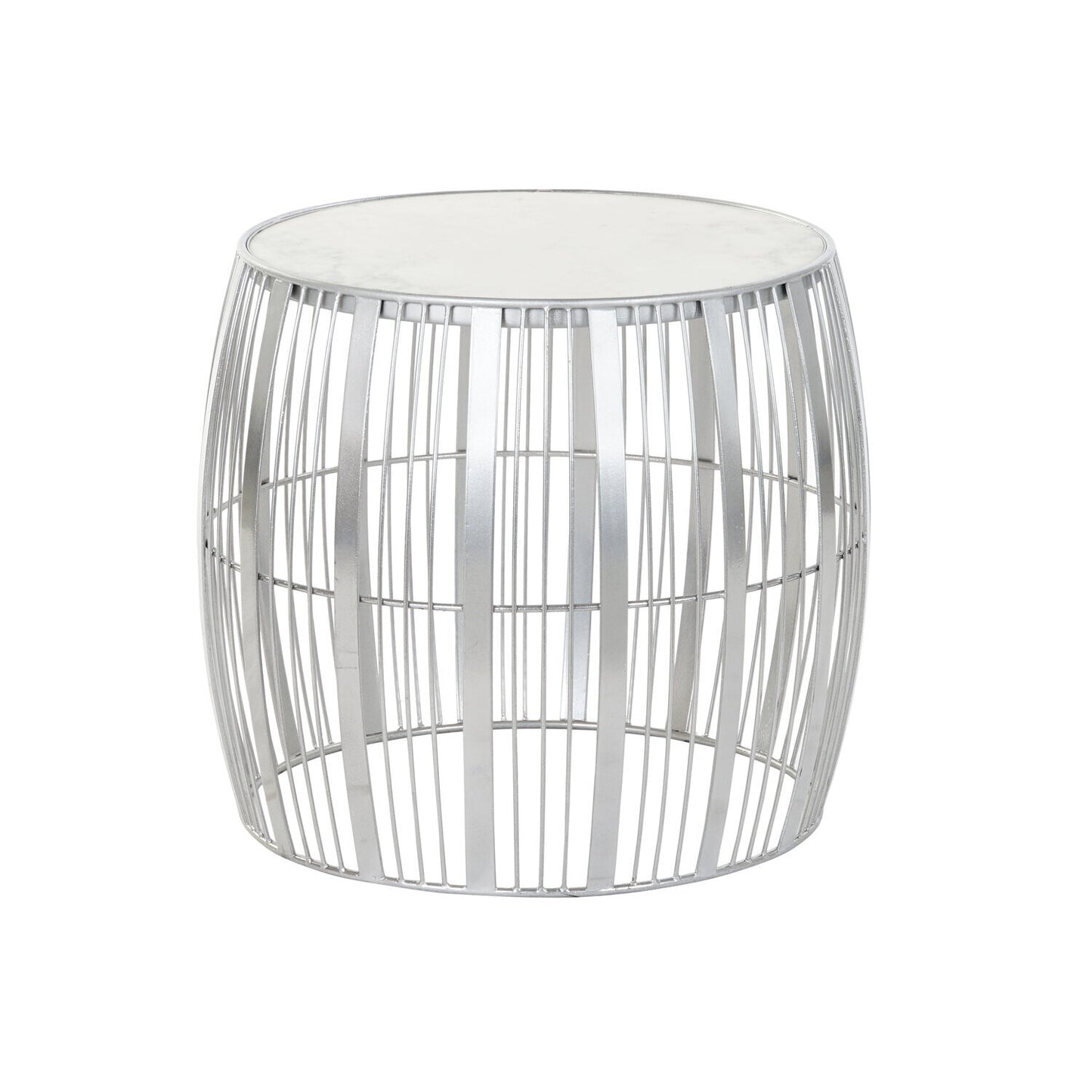 MESITA AUXILIAR HIERRO MARMOL 46X46X41 PLATEADO