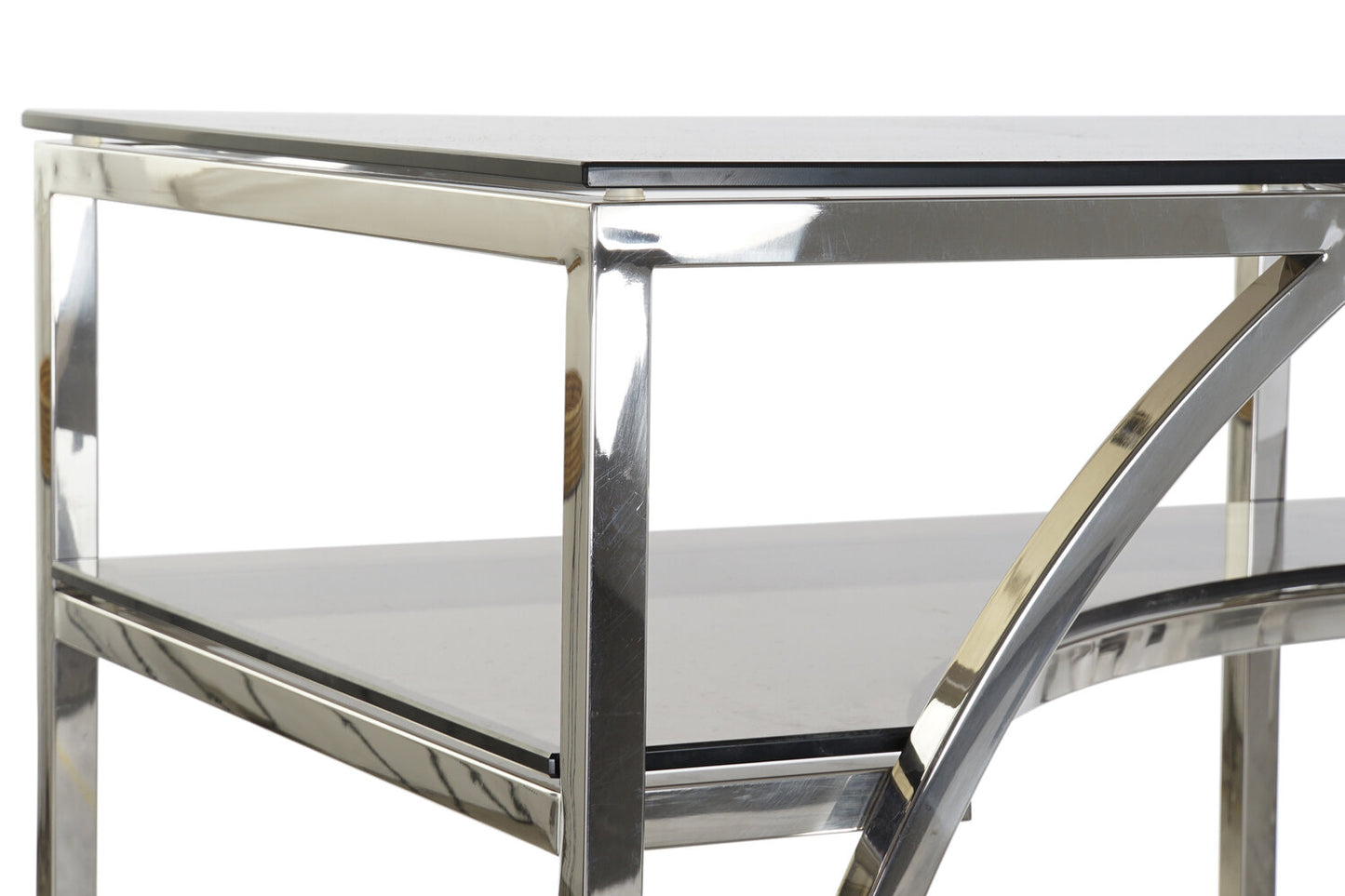 CONSOLA ACERO CRISTAL 120X50X75 PLATEADO