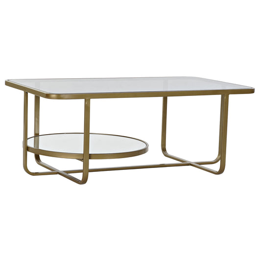 MESA CENTRO METAL CRISTAL 90X50X35 MATE DORADO