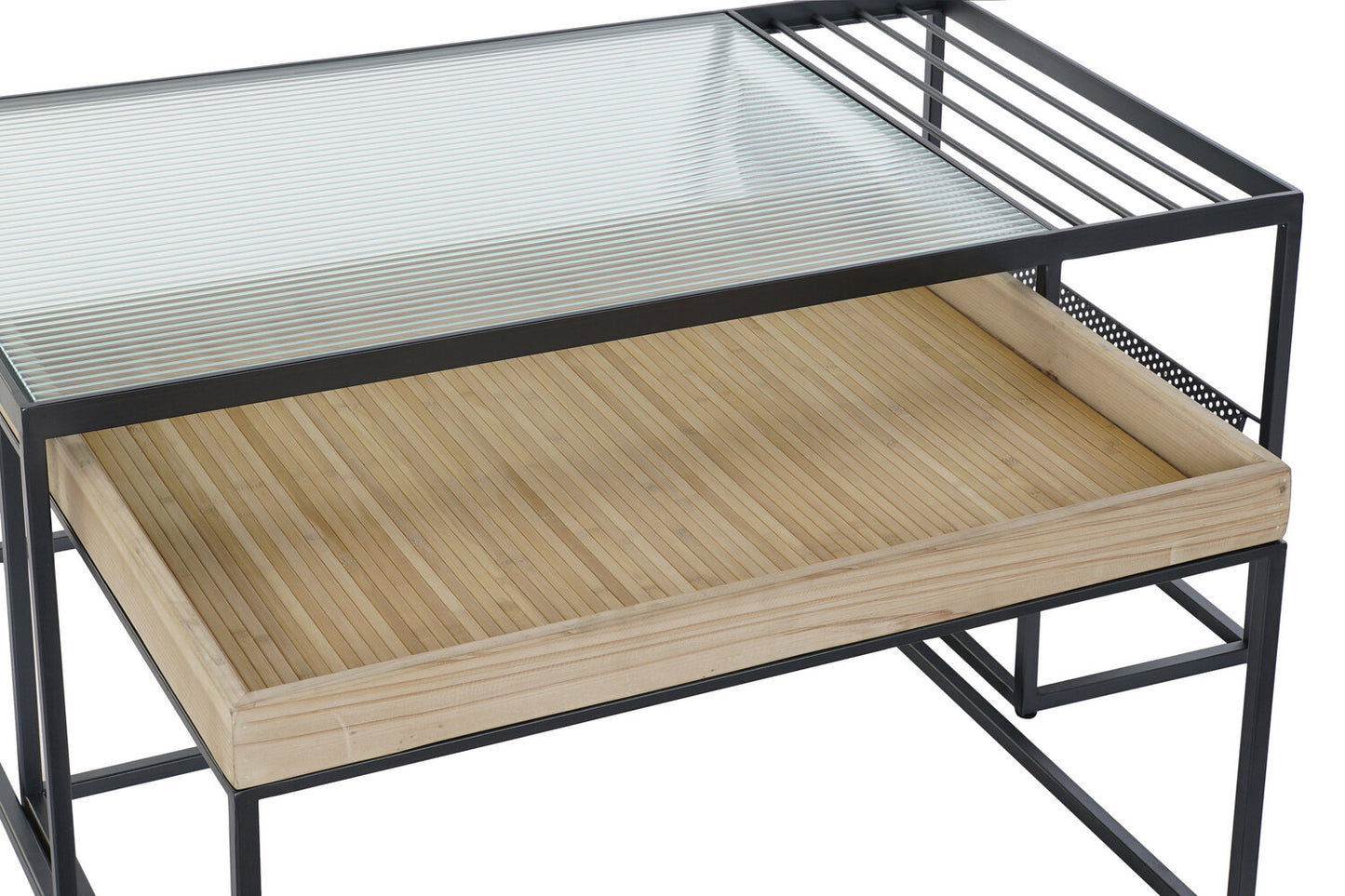 MESA CENTRO SET 2 METAL CRISTAL 110X60X45 NATURAL